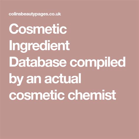 cosmetics ingredients database.